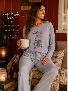 free press Long Sleeve 'Waiting' Graphic pj Top